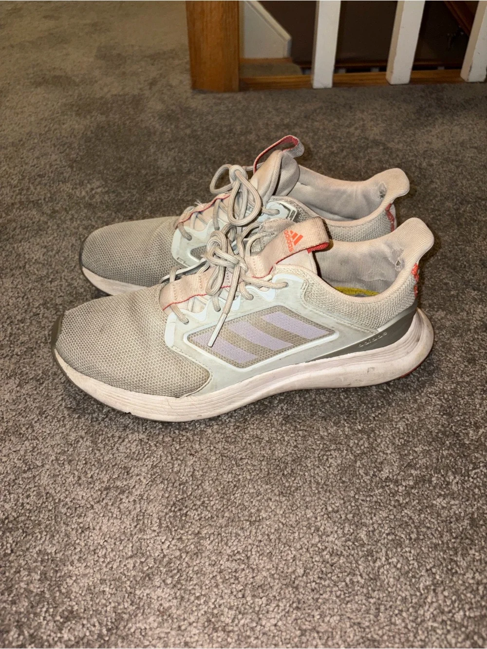 adidas Women's Pale Pink and White Athletic Sneakers